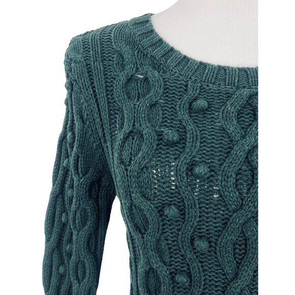 Vintage Victoria’s Secret Casual Preppy Textured Cable Knit Chunky Green Sweater - Picture 3 of 12